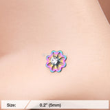 Detail View 2 of Colorline Daisy Breeze Sparkle Nose Stud Ring-Rainbow/Clear