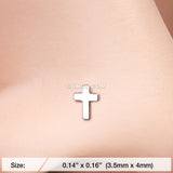 Detail View 2 of Dainty Cross Icon Nose Stud Ring-Steel