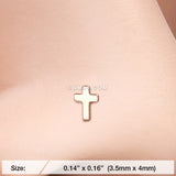 Detail View 2 of Rose Gold Dainty Cross Icon Nose Stud Ring-Rose Gold