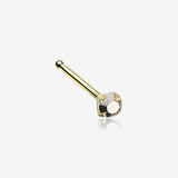 Golden Iridescent Sparkle Gem Prong Set Nose Stud Ring-Crystal Dorado