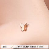 Detail View 2 of Rose Gold Dainty Butterfly Icon Nose Stud Ring-Rose Gold