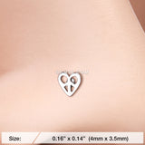 Detail View 2 of Dainty Pretzel Heart Icon Nose Stud Ring-Steel