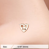 Detail View 2 of Golden Dainty Pretzel Heart Icon Nose Stud Ring-Gold