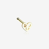Golden Dainty Pretzel Heart Icon Nose Stud Ring-Gold