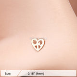Detail View 2 of Rose Gold Dainty Pretzel Heart Icon Nose Stud Ring-Rose Gold