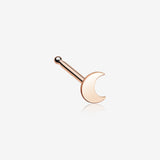Rose Gold Dainty Crescent Moon Icon Nose Stud Ring-Rose Gold
