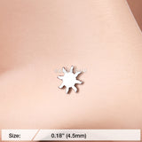 Detail View 2 of Dainty Blazing Sun Icon Nose Stud Ring-Steel