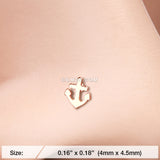 Detail View 2 of Rose Gold Dainty Anchor Icon Nose Stud Ring-Rose Gold