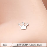 Detail View 2 of Dainty Princess Crown Icon Nose Stud Ring-Steel