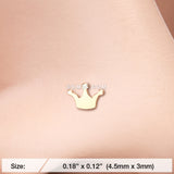 Detail View 2 of Golden Dainty Princess Crown Icon Nose Stud Ring-Gold