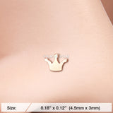Detail View 2 of Rose Gold Dainty Princess Crown Icon Nose Stud Ring-Rose Gold