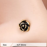 Detail View 2 of Golden Vintage Rose Icon Nose Stud Ring-Gold