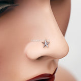 Detail View 1 of Nautical Star Icon Nose Stud Ring-Steel
