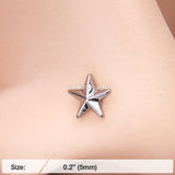 Detail View 2 of Nautical Star Icon Nose Stud Ring-Steel