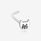 Adorable Kitty Cat L-Shaped Nose Ring-Steel