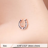 Detail View 2 of Rose Gold Lucky Horseshoe L-Shaped Nose Ring-Rose Gold