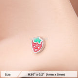 Detail View 2 of Adorable Strawberry L-Shaped Nose Ring-Red