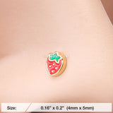 Detail View 2 of Golden Adorable Strawberry L-Shaped Nose Ring-Red