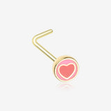 Golden Adorable Valentine Heart L-Shaped Nose Ring