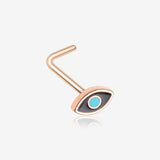 Rose Gold Evil Eye L-Shaped Nose Ring