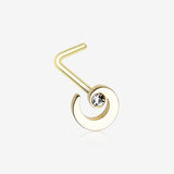 Golden Spiral Swirl Sparkle L-Shaped Nose Ring-Clear Gem