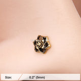 Detail View 2 of Golden Camellia Flower Filigree Icon Nose Stud Ring-Gold