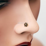 Detail View 1 of Golden Camellia Flower Filigree Icon Nose Stud Ring-Gold