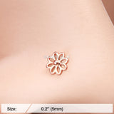 Detail View 2 of Rose Gold Daisy Breeze Flower Nose Stud Ring-Rose Gold