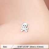 Detail View 2 of Pirate Skull Nose Stud Ring-Steel
