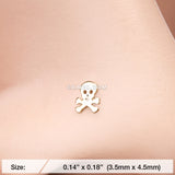 Detail View 2 of Golden Pirate Skull Nose Stud Ring-Gold
