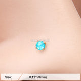 Detail View 2 of Golden Opal Sparkle Prong Set Nose Stud Ring-Teal