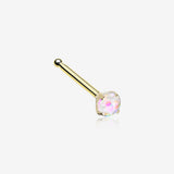 Golden Opal Sparkle Prong Set Nose Stud Ring-White