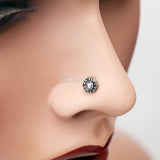 Detail View 1 of Luna Ornate Filigree Sparkle Icon Nose Stud Ring-Clear Gem