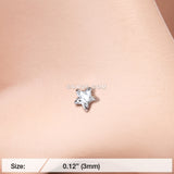 Detail View 2 of Rose Gold Star Sparkle Nose Stud Ring-Clear Gem