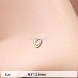Detail View 2 of Rose Gold Heart Icon Sparkle Nose Stud Ring-Clear Gem