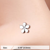Detail View 2 of Grand Plumeria Nose Stud Ring-Clear Gem