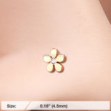 Detail View 2 of Rose Gold Grand Plumeria Nose Stud Ring-Clear Gem