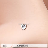 Detail View 2 of Heart Icon Sparkle Nose Stud Ring-Clear Gem