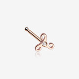 Rose Gold Trinity Icon Sparkle Nose Stud Ring-Clear Gem