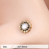 Detail View 2 of Golden Filigree Opal Sparkle Nose Stud Ring-White