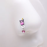 Detail View 1 of Cute Boba Tapioca Drink Sparkle Dangle Nose Stud Ring-Pink