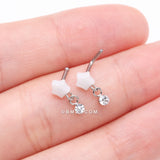 Detail View 3 of Kawaii Pop Fluffy Star Dangle Sparkle Nose Stud Ring-White/Clear Gem