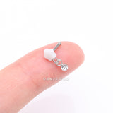 Detail View 2 of Kawaii Pop Fluffy Star Dangle Sparkle Nose Stud Ring-White/Clear Gem