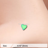 Detail View 2 of Colorline Heart Nose Screw Ring-Green
