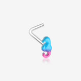 Adorable Blurple Seahorse L-Shaped Nose Ring-Blue/Pink