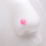 Detail View 1 of Golden Pink Blossom Rose L-Shaped Nose Ring