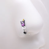 Detail View 1 of Cute Boba Tapioca Drink Sparkle Dangle L-Shaped Nose Ring-Black