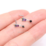 Detail View 3 of Cute Boba Tapioca Drink Sparkle Dangle L-Shaped Nose Ring-Black