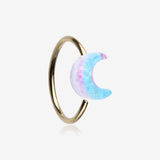 Golden Kawaii Pop Blurple Moon Glitter Bendable Hoop Ring