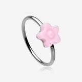 Kawaii Pop Sweet Flower Bendable Hoop Ring-Pink